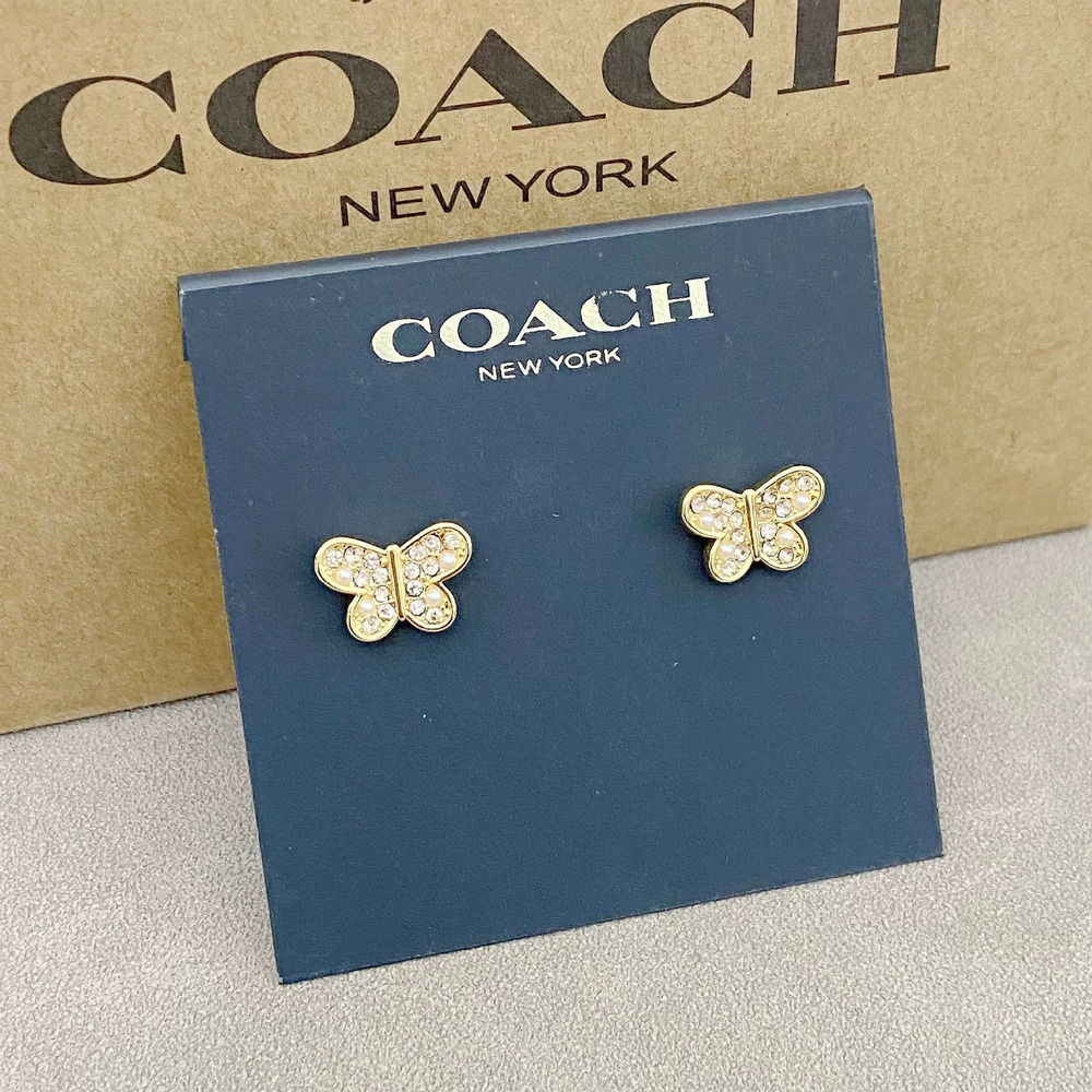 Coach Butterfly Pearl Stud Earrings